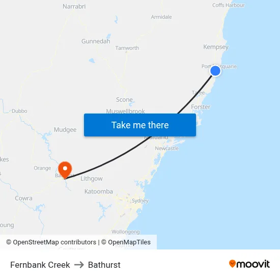 Fernbank Creek to Bathurst map