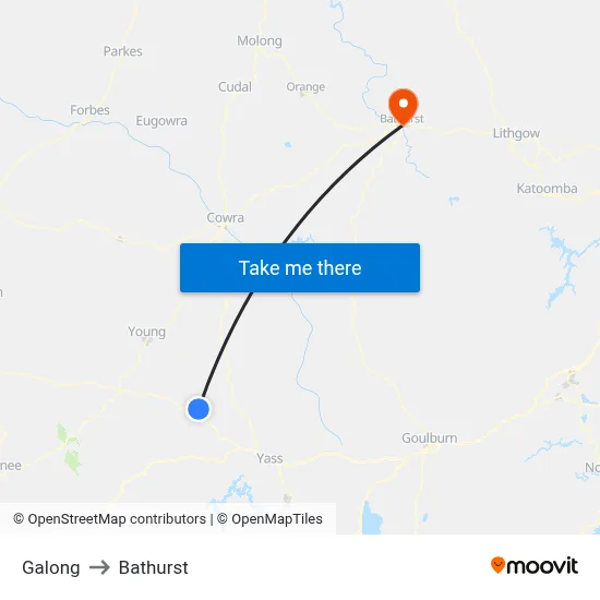 Galong to Bathurst map