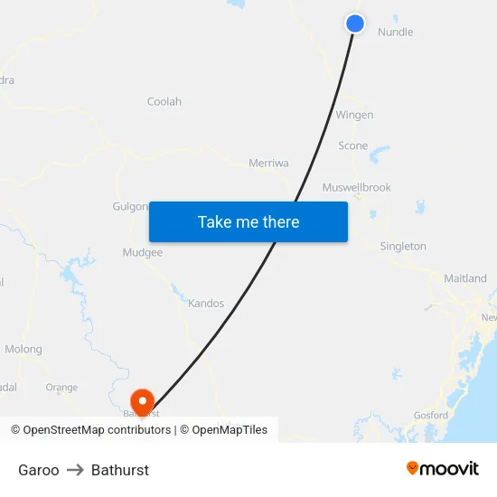 Garoo to Bathurst map