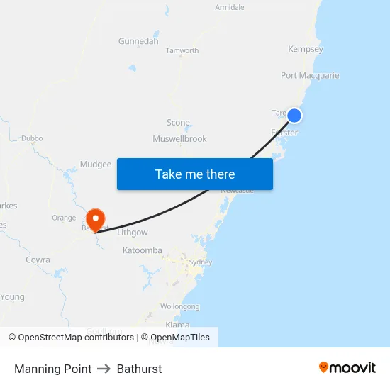 Manning Point to Bathurst map