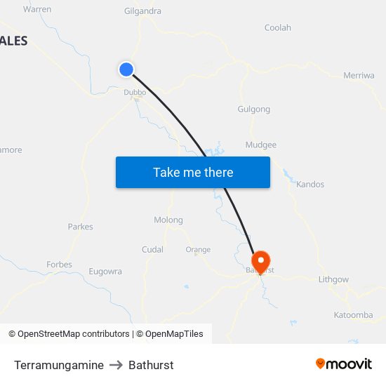 Terramungamine to Bathurst map