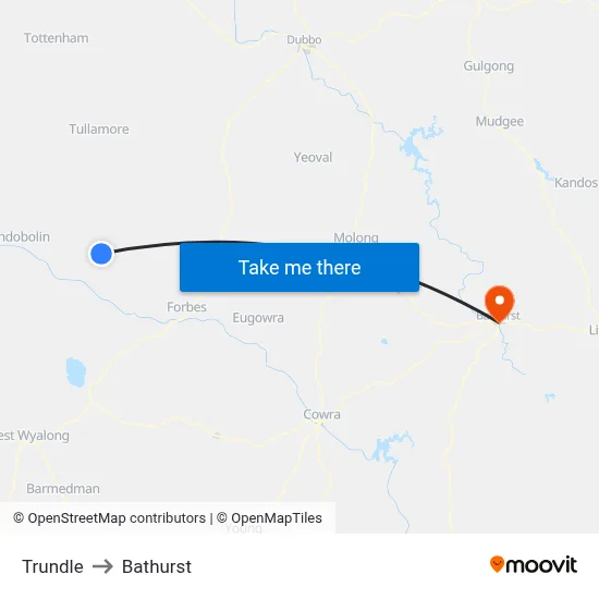 Trundle to Bathurst map
