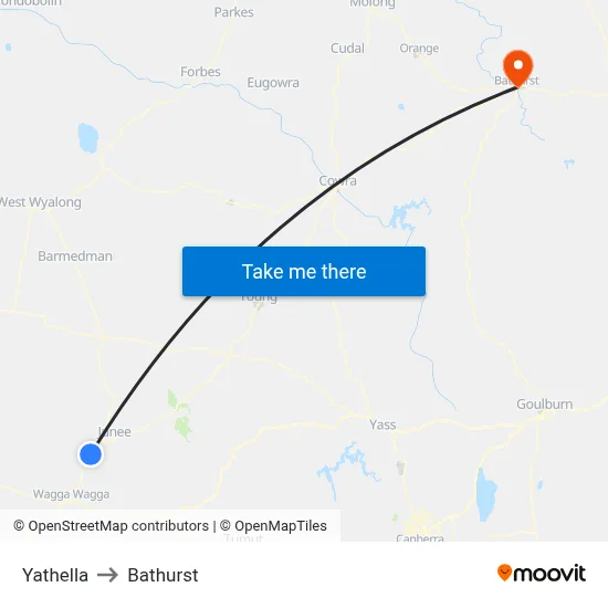 Yathella to Bathurst map