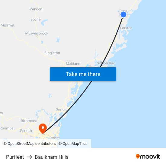 Purfleet to Baulkham Hills map