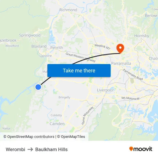 Werombi to Baulkham Hills map