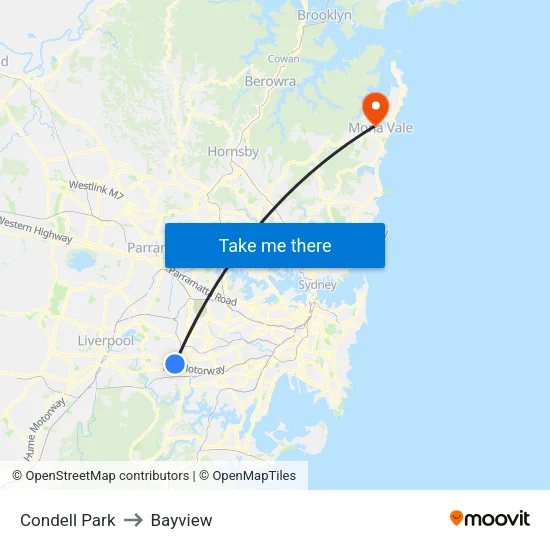 Condell Park to Bayview map