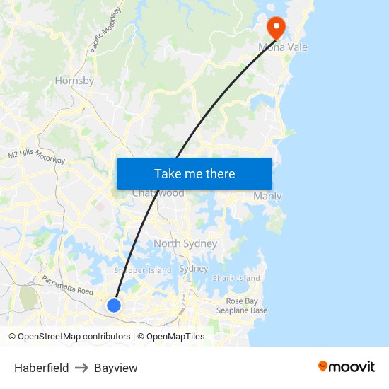 Haberfield to Bayview map