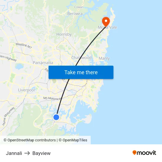 Jannali to Bayview map