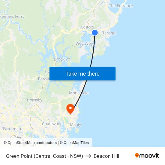 Green Point (Central Coast - NSW) to Beacon Hill map
