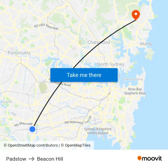 Padstow to Beacon Hill map
