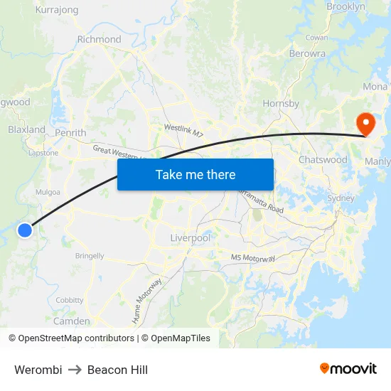 Werombi to Beacon Hill map