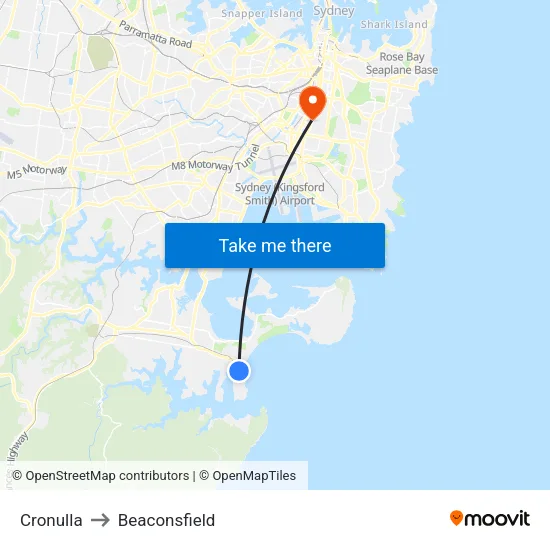 Cronulla to Beaconsfield map