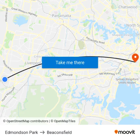 Edmondson Park to Beaconsfield map