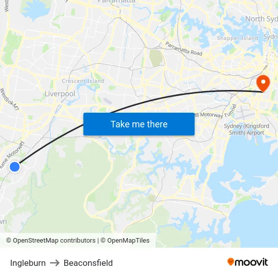 Ingleburn to Beaconsfield map