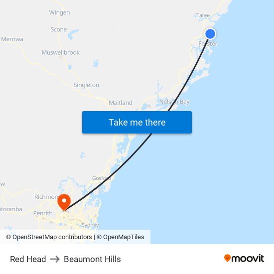 Red Head to Beaumont Hills map