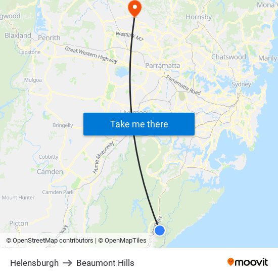 Helensburgh to Beaumont Hills map