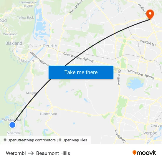 Werombi to Beaumont Hills map