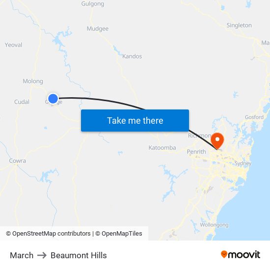 March to Beaumont Hills map