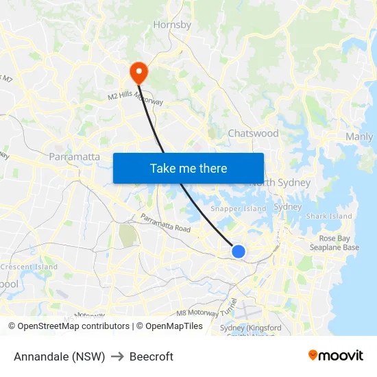 Annandale (NSW) to Beecroft map