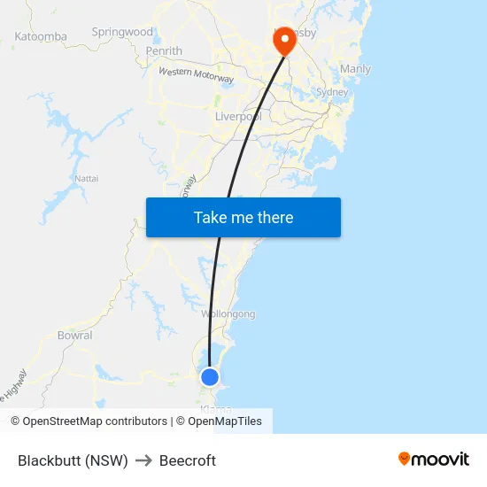 Blackbutt (NSW) to Beecroft map