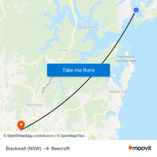 Blackwall (NSW) to Beecroft map