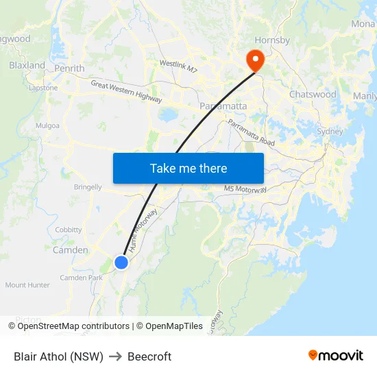 Blair Athol (NSW) to Beecroft map