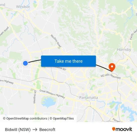 Bidwill (NSW) to Beecroft map