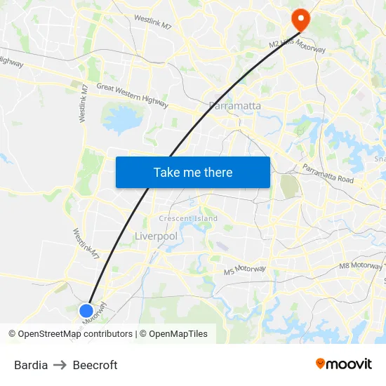 Bardia to Beecroft map