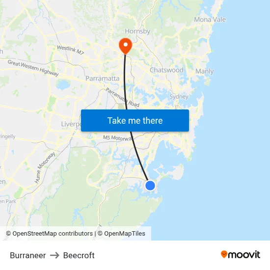 Burraneer to Beecroft map