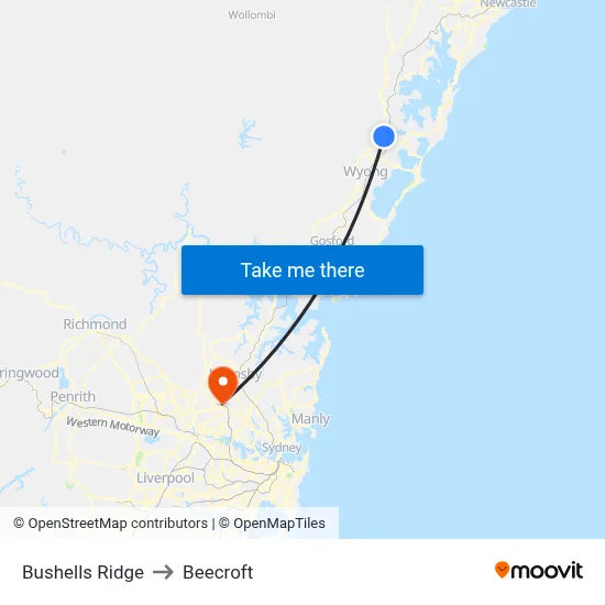 Bushells Ridge to Beecroft map