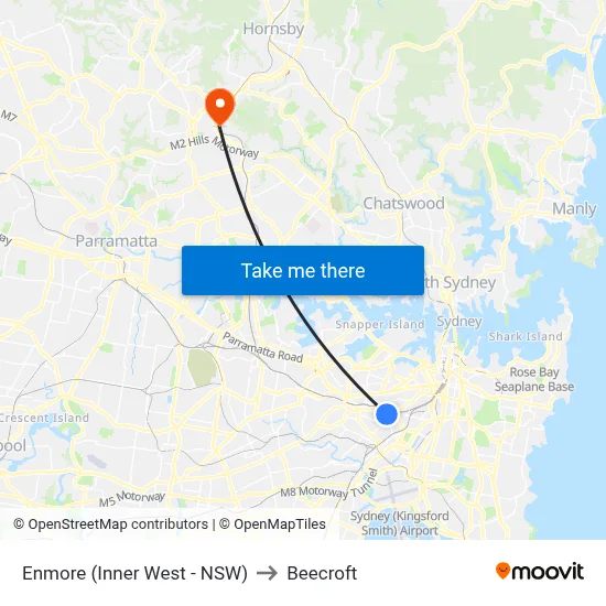 Enmore (Inner West - NSW) to Beecroft map