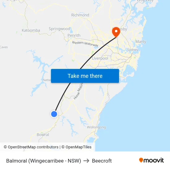 Balmoral (Wingecarribee - NSW) to Beecroft map