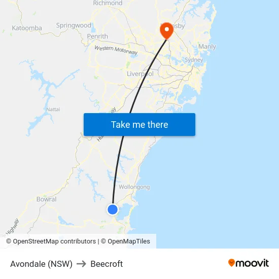 Avondale (NSW) to Beecroft map