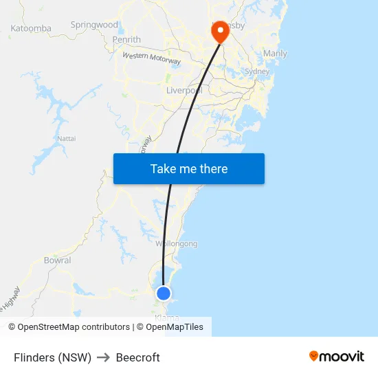 Flinders (NSW) to Beecroft map