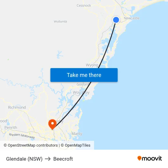 Glendale (NSW) to Beecroft map