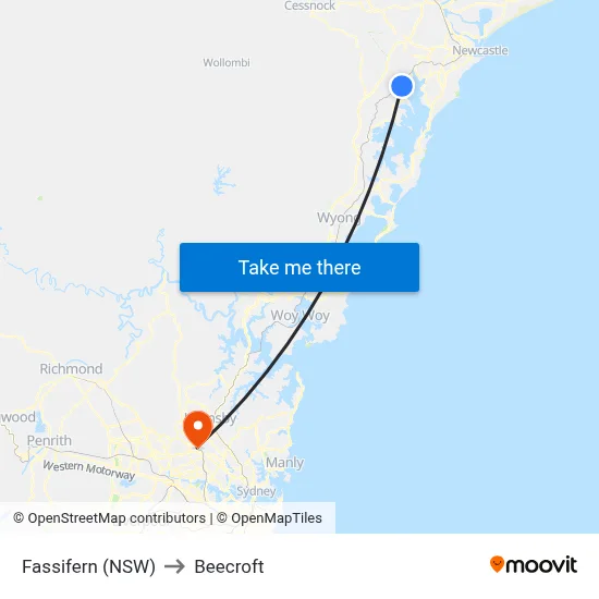 Fassifern (NSW) to Beecroft map
