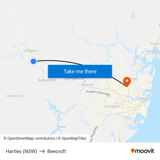 Hartley (NSW) to Beecroft map
