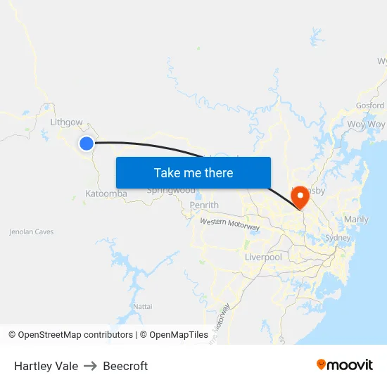 Hartley Vale to Beecroft map