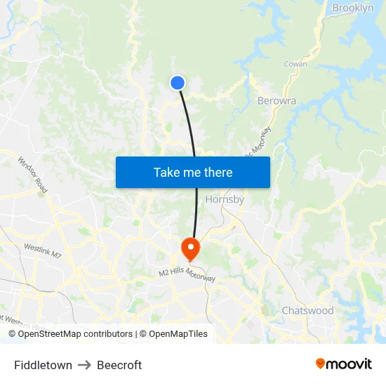 Fiddletown to Beecroft map