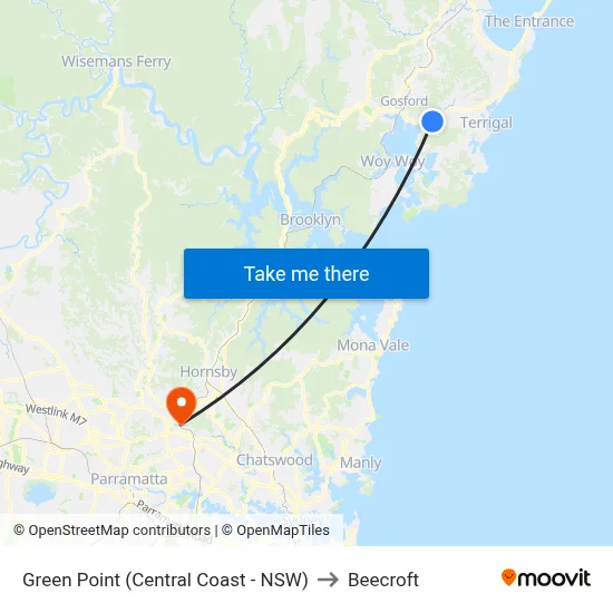 Green Point (Central Coast - NSW) to Beecroft map