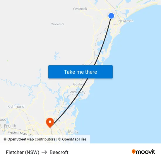 Fletcher (NSW) to Beecroft map