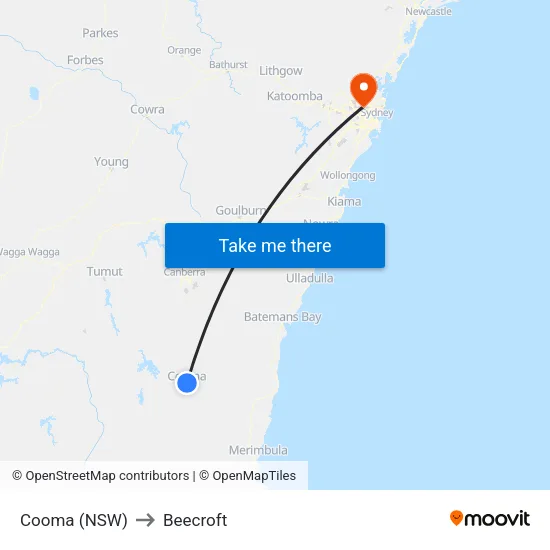 Cooma (NSW) to Beecroft map