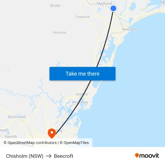 Chisholm (NSW) to Beecroft map