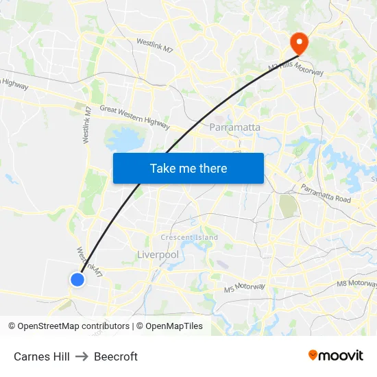 Carnes Hill to Beecroft map