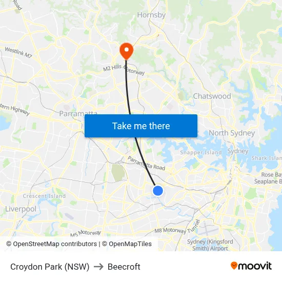 Croydon Park (NSW) to Beecroft map