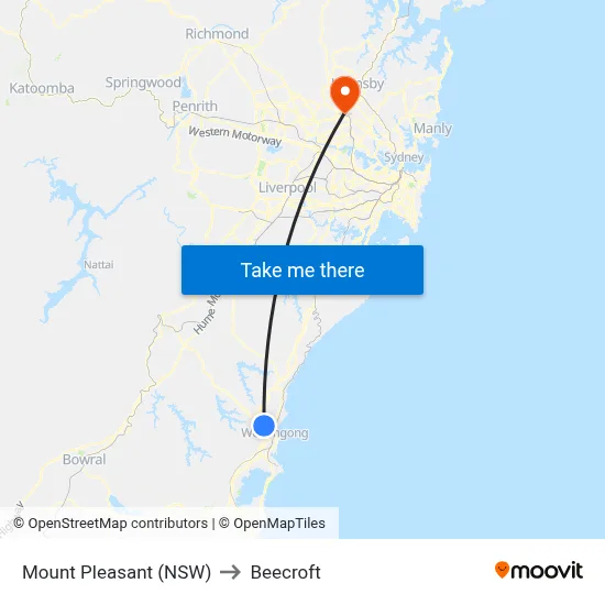 Mount Pleasant (NSW) to Beecroft map
