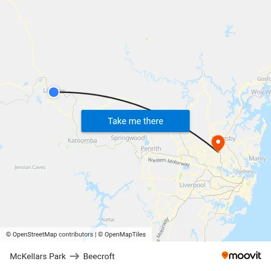 McKellars Park to Beecroft map