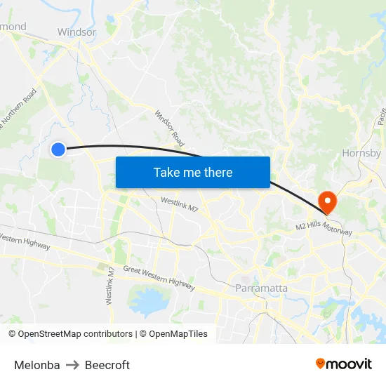 Melonba to Beecroft map