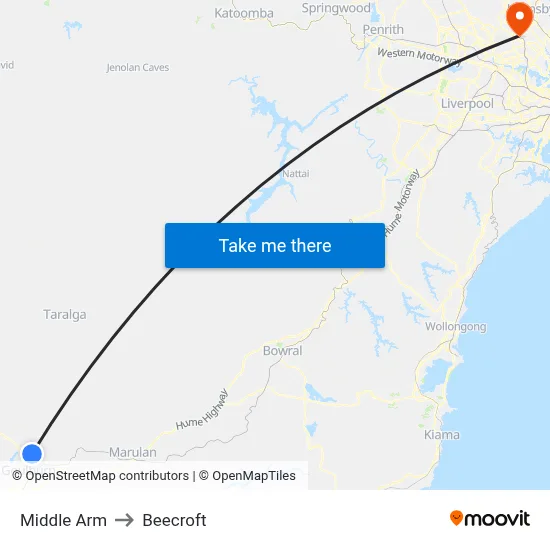 Middle Arm to Beecroft map