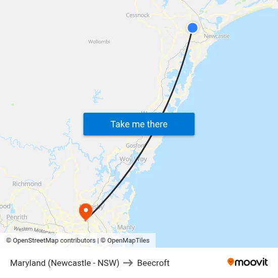 Maryland (Newcastle - NSW) to Beecroft map
